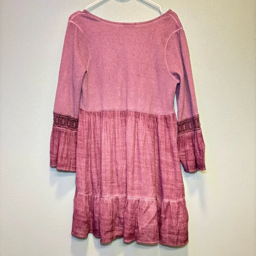 Umgee Purple Pink Boho Ruffle Hem Tunic Top Size Small - Picture 8 of 8